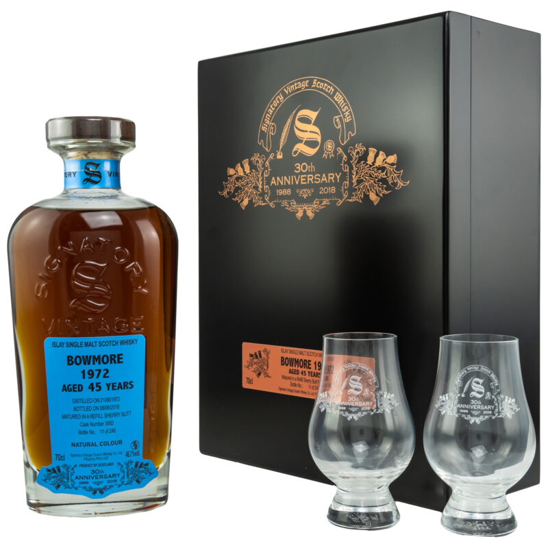 Bowmore 1972/2018 - 46 Jahre - Signatory Vintage - 30th Anniversary - Refill Sherry Butt #3882 - 46,7% - 2cl - RESERVIERUNG!