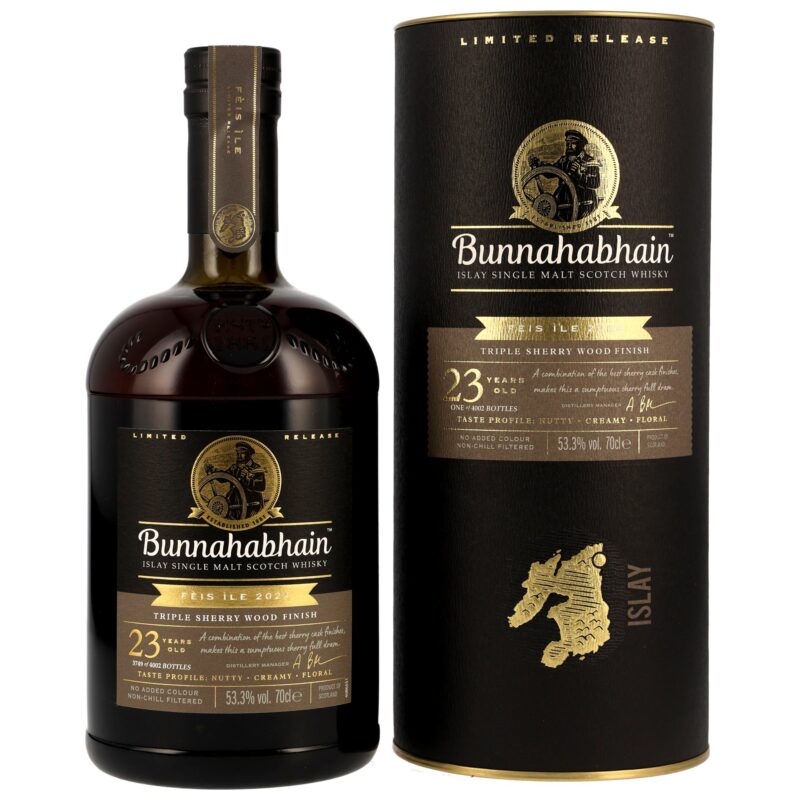Bunnahabhain 23 Jahre - Triple Sherry Finish - Feis Ile 2024 - 53,3% - 2cl - RESERVIERUNG!