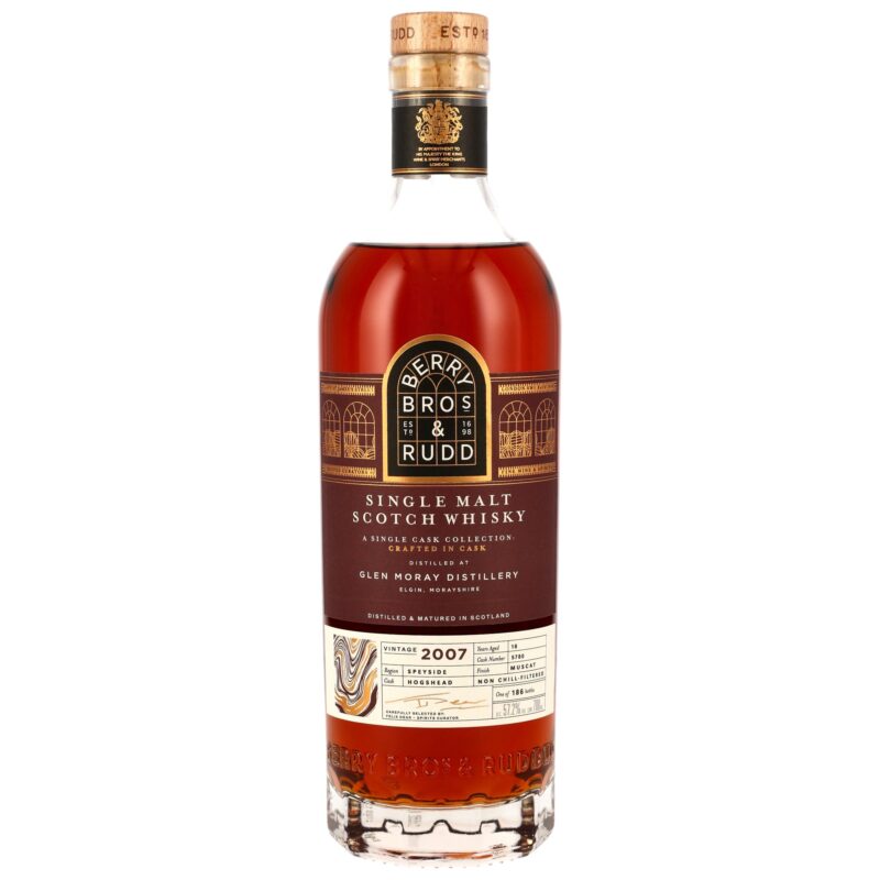 Glen Moray 2007/2025 - 18 Jahre - Muscat Cask Finish #5780 - Berry Bros & Rudd - 57,2% - 5cl