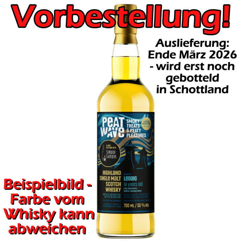 Vorbestellung! - Ledaig 2011/2026 - 14 Jahre - Ex Bourbon Barrel - Peat Wave - exclusive Joint Bottling Simple Sample x The Caskhound - 55,0% - GROßFLASCHE 0,7L