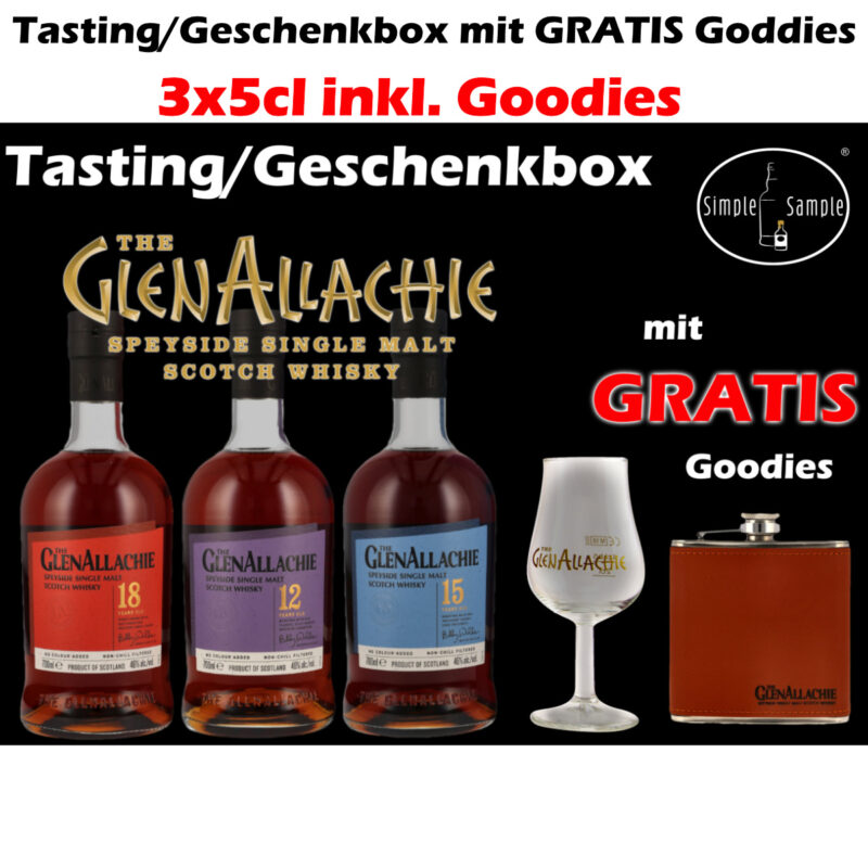 GlenAllachie Tasting/Geschenkbox mit GRATIS Goodies - 3x5cl