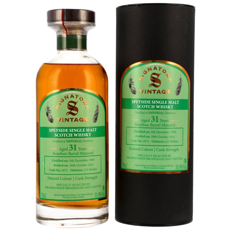 Imperial 1989/2021 - 31 Jahre - Signatory Vintage - Cask Strength Collection - Bourbon Barrel #2072 - Tast Toe - 55,9%