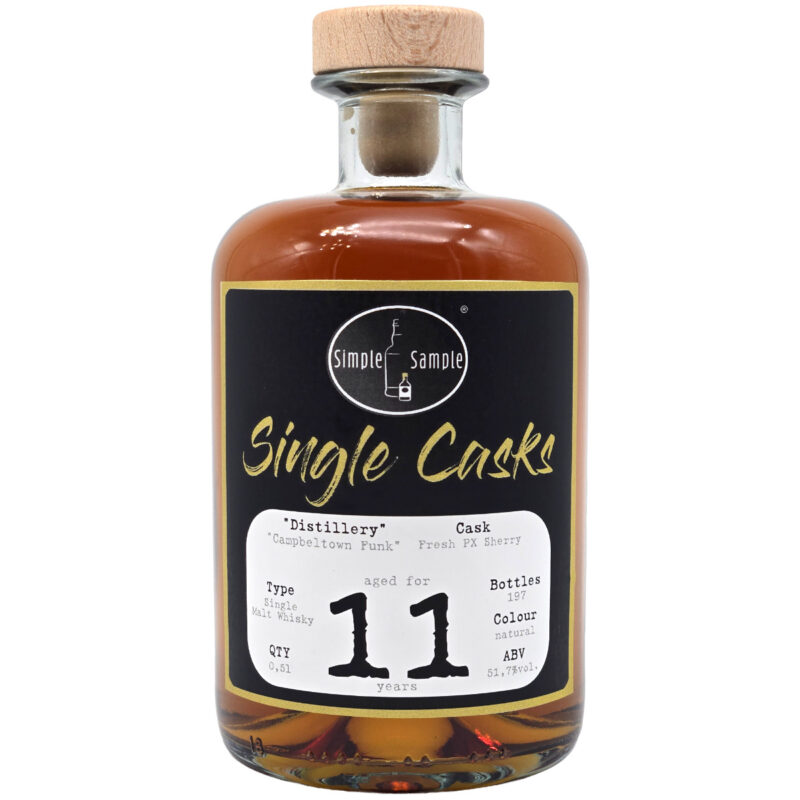 "Campbeltown Funk" – 11 Jahre – Fresh PX Sherry Cask – Simple Sample Single Casks 0,5L inkl. 2cl Sample