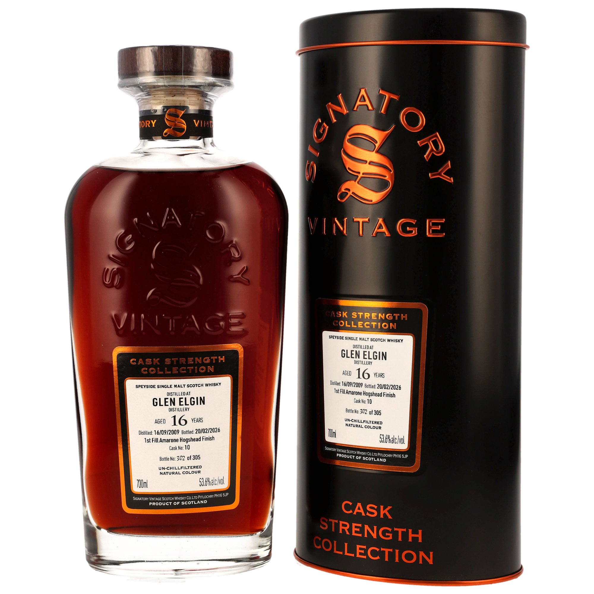 Glen Elgin 2009 – 16 Jahre – Signatory Vintage Cask Strength Collection – 1st Fill Amarone Cask Finish #10 – 53,6%