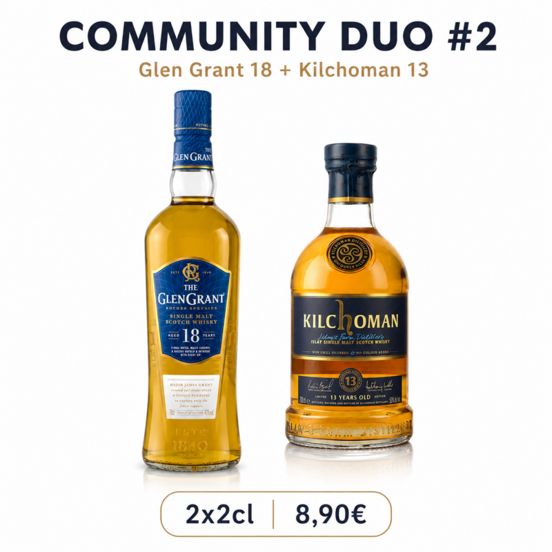 Community Duo Drop – Glen Grant 18 & Kilchoman 13 – 2x2cl