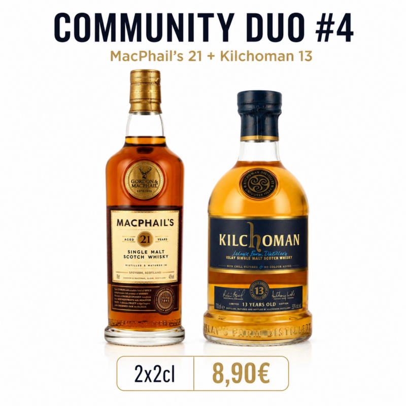 Community Duo Drop – MacPhail’s 21 & Kilchoman 13 – 2x2cl