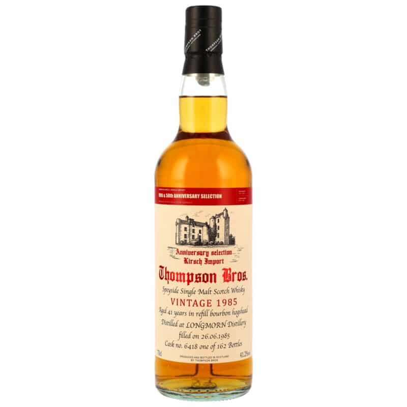 Longmorn 1985/2026 – 41 Jahre – Thompson Bros. 50th Anniversary Kirsch Import – Refill Bourbon Hogshead #6418 – 41,2 %