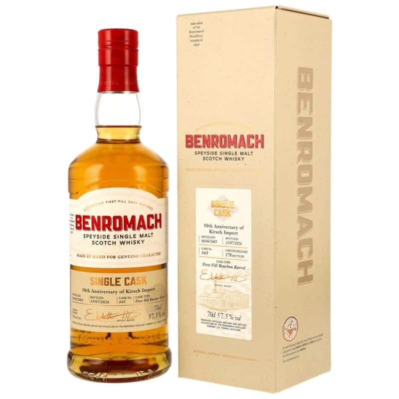 Benromach 2005/2026 – 21 Jahre – 50th Anniversary Kirsch Import – First Fill Bourbon Barrel #343 – 57,5 %
