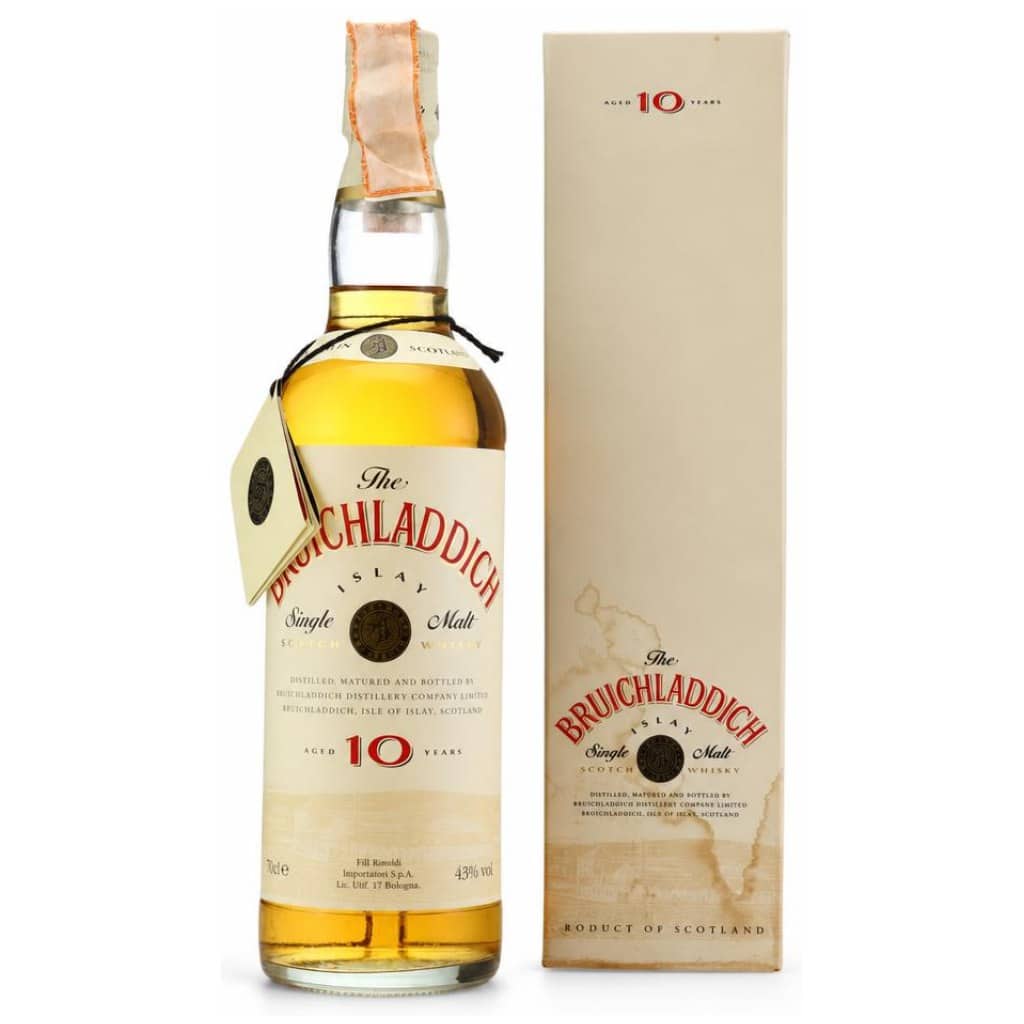 Bruichladdich – 10 Jahre – White Label, Red Letter – Rinaldi Import – 1990er – 43,0 %