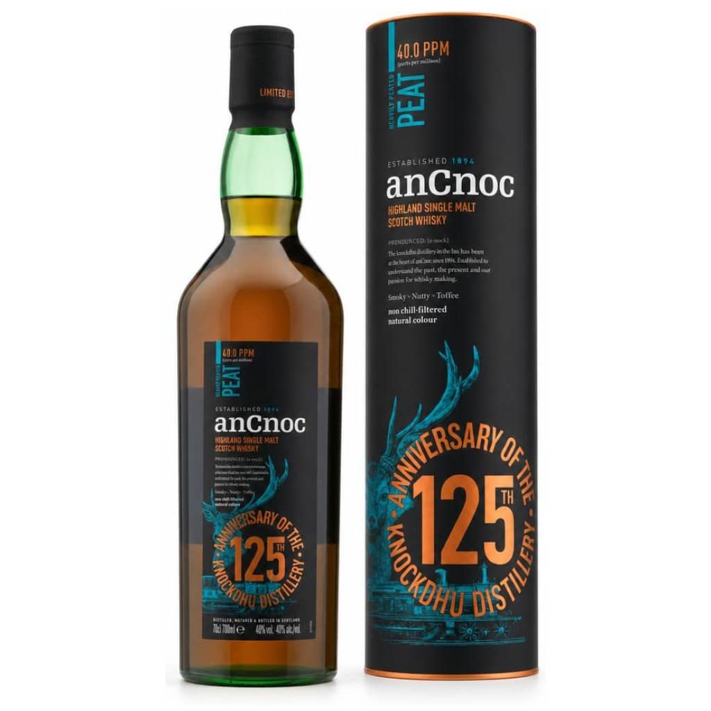 AnCnoc Peat – 125th Anniversary Knockdhu Distillery – 40 PPM – American & Spanish Oak – 46,0%