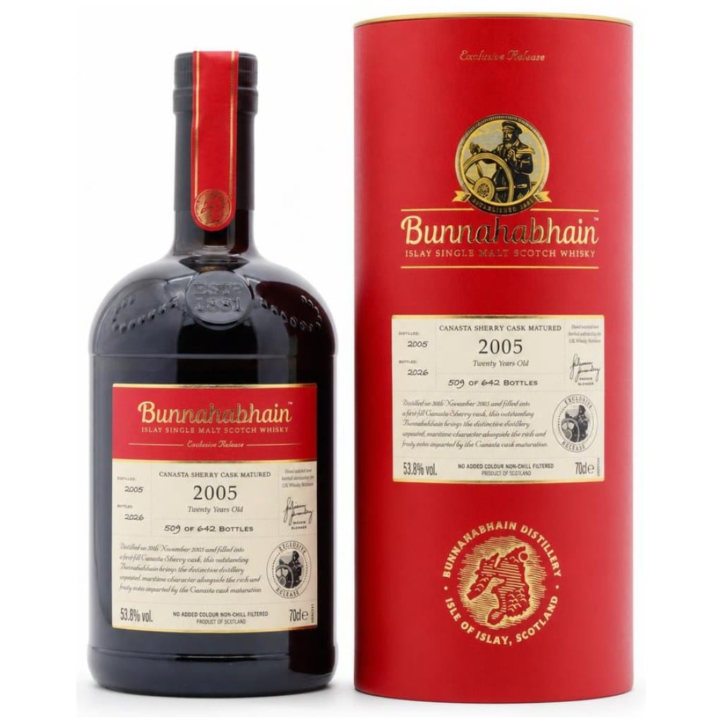Bunnahabhain 2005/2026 – 20 Jahre – UK Exclusive Single Cask – 1st Fill Canasta Sherry – 53,8%