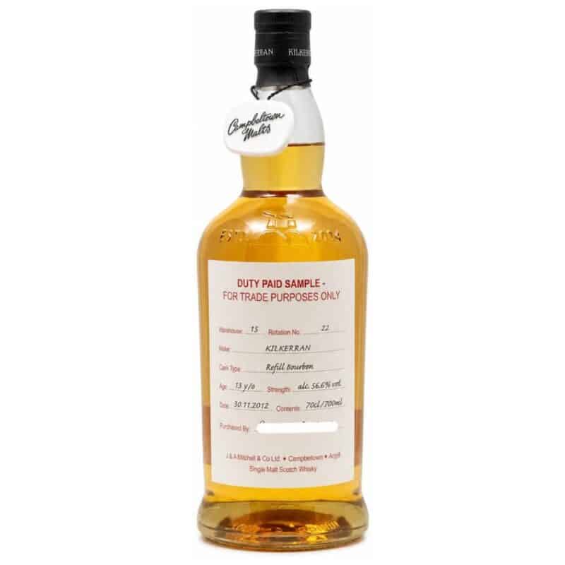 Kilkerran 2012 – 13 Jahre – Duty Paid Sample – Warehouse 15 – Refill Bourbon – Rotation 22 – 56,6%