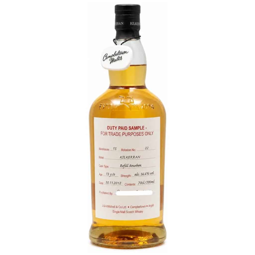 Kilkerran 2012 – 13 Jahre – Duty Paid Sample – Warehouse 15 – Refill Bourbon – Rotation 22 – 56,6%