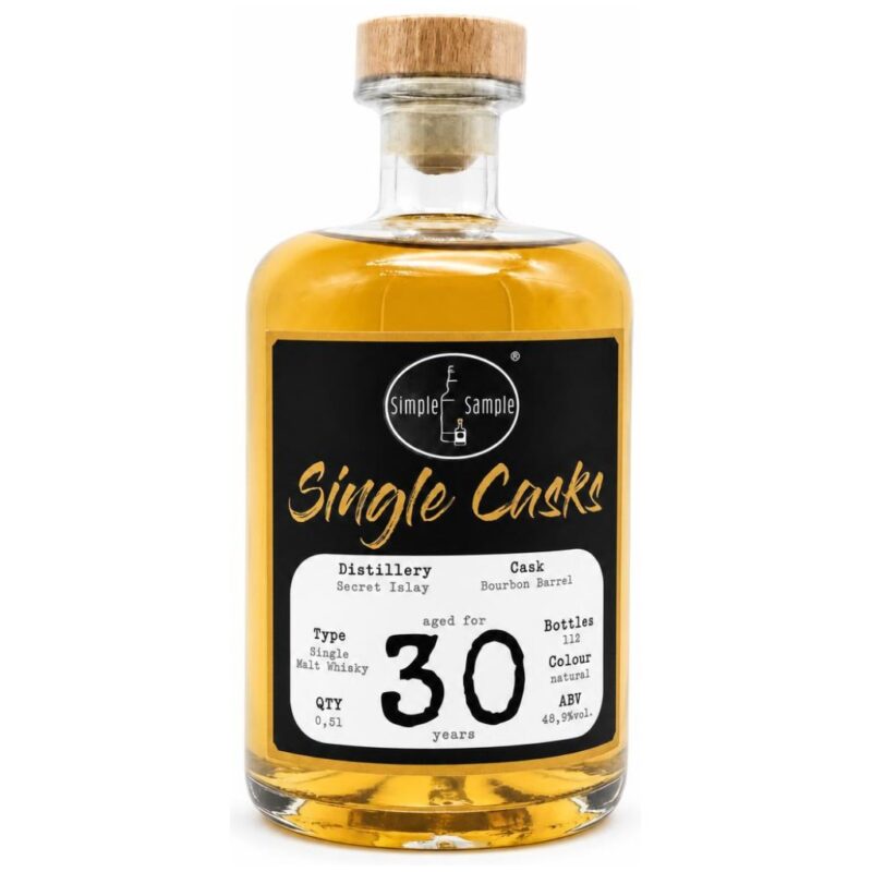 Secret Islay 30 Jahre – Bourbon Barrel – Simple Sample Single Casks – 48,9% – SAMPLE – 2cl Sample
